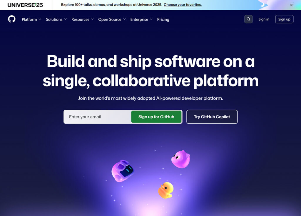 GitHubでアカウント作成する方法 ステップ1:GitHubをひらく