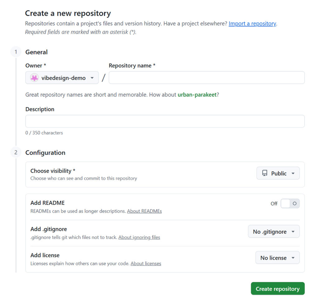 GitHubでリポジトリを作成する方法 ステップ2:新しいリポジトリページを作成していきましょう