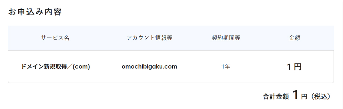 エックスサーバードメイン取得方法 ステップ29:ドメイン名をしっかり確認する