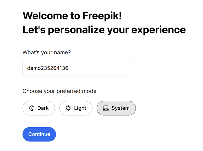 Freepikアカウントの作成方法 ステップ11:ここからいくつかの質問に答える