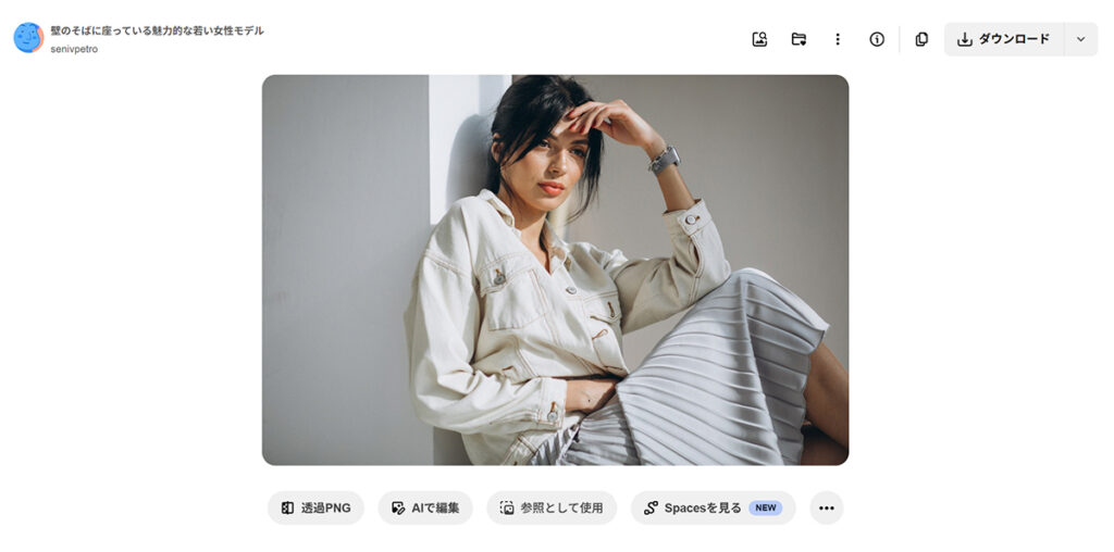 Freepikの使い方 ステップ18:個別の詳細ページがひらく