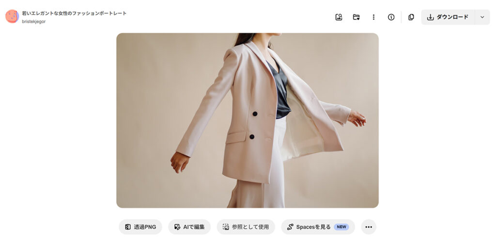 Freepikの使い方 ステップ26:個別ページが表示されました