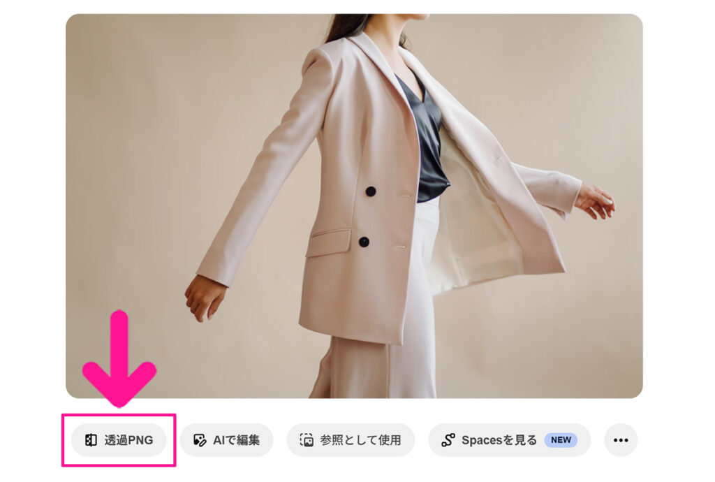 Freepikの使い方 ステップ27:画像の下にある『透過PNG』ボタンをクリックする